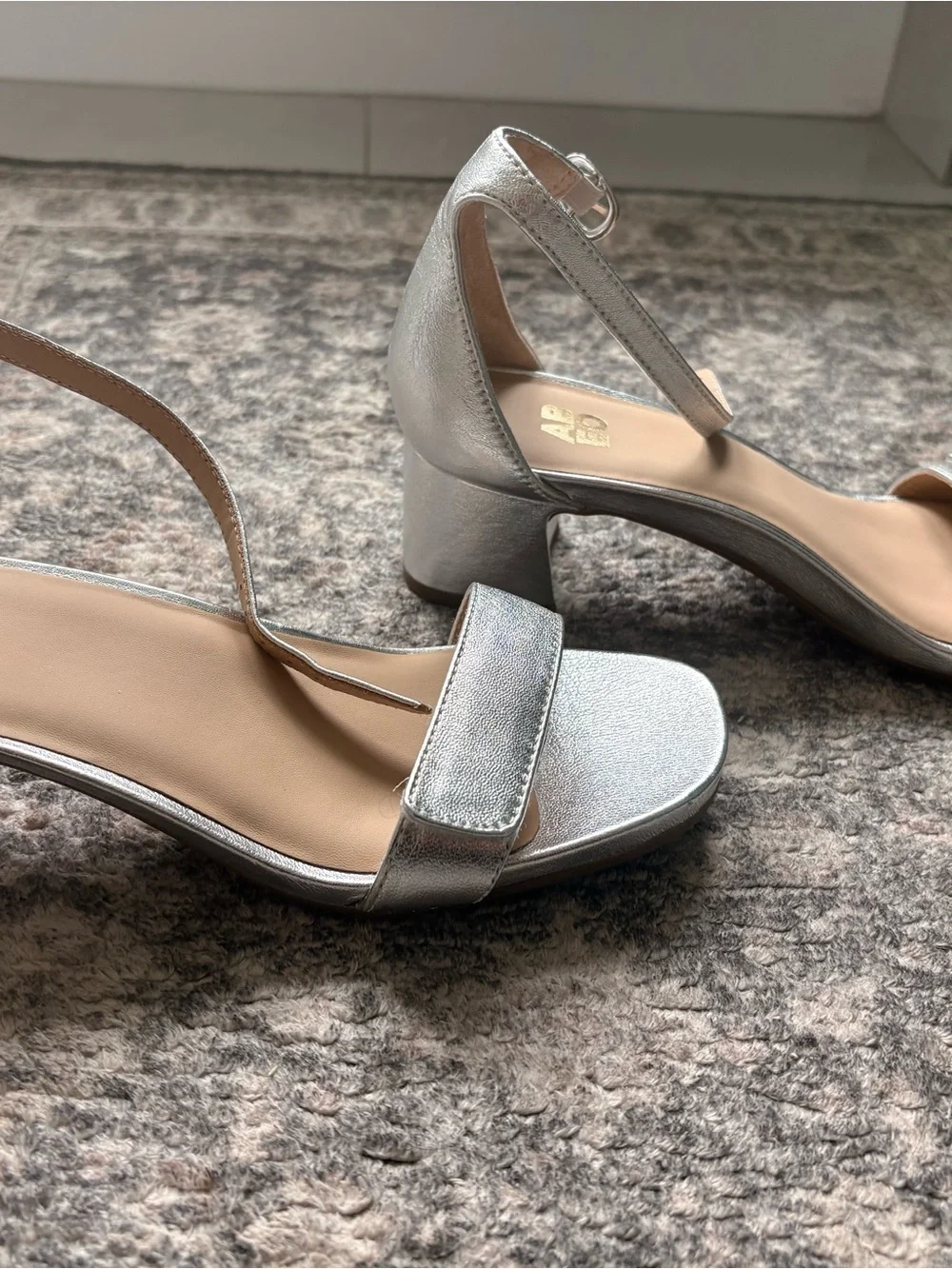 ABEO Silver Metallic Open-Toe Ankle Strap Sandals